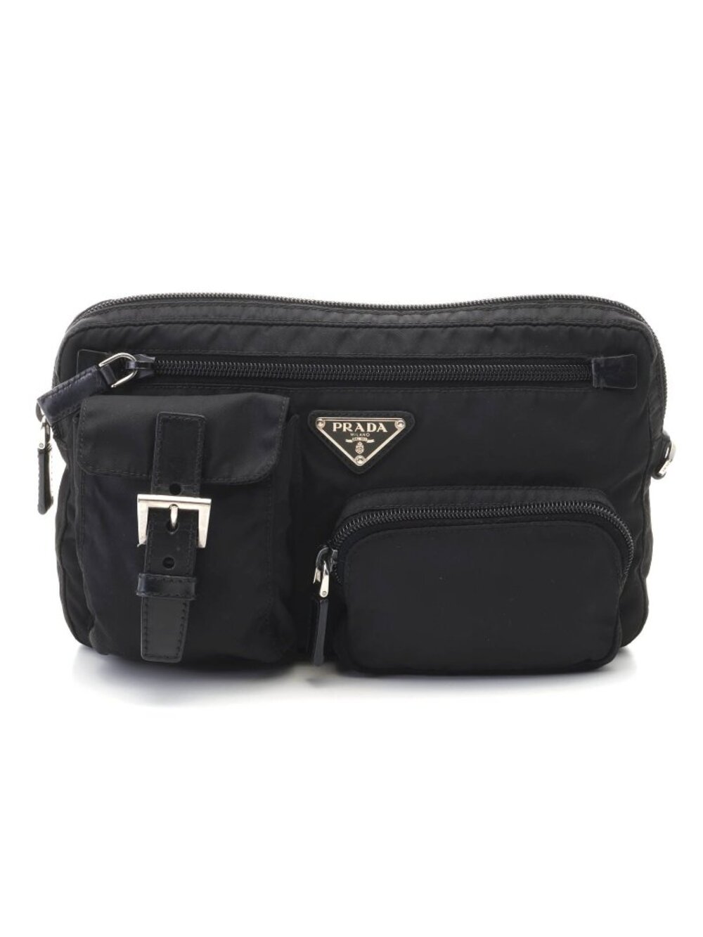Prada Waist Bag Black Nylon Leather